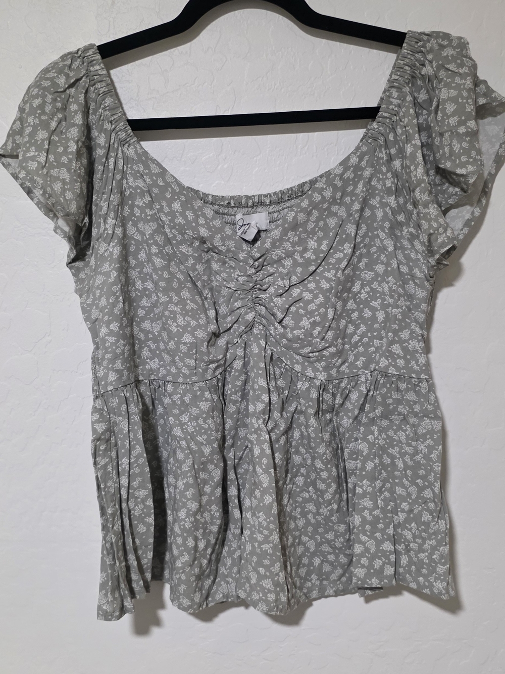 Sage Green Floral Peplum Top